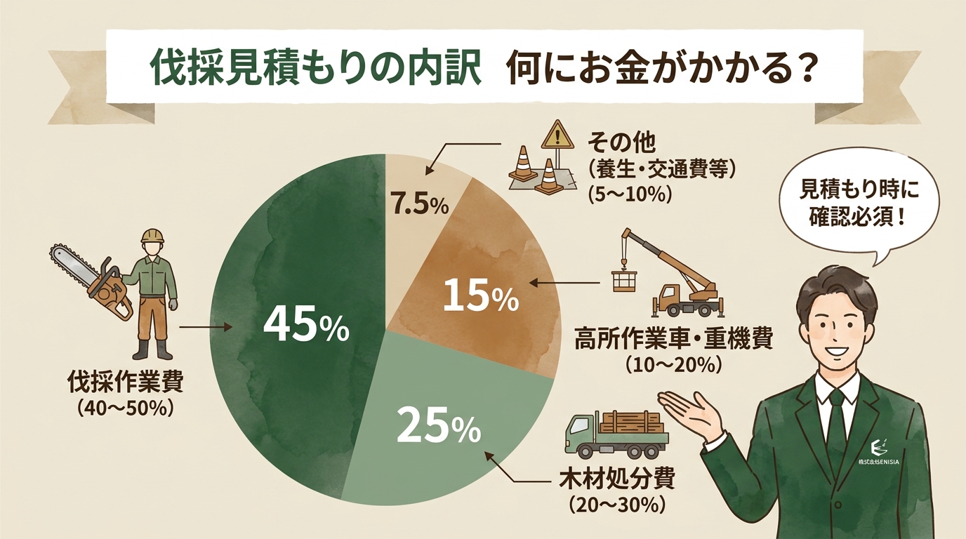 伐採見積もり 費用内訳図