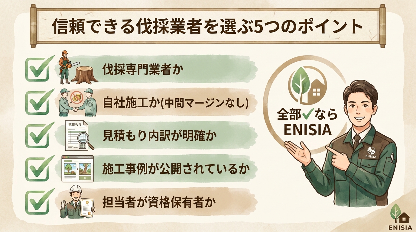 伐採業者の選び方チェックリスト
