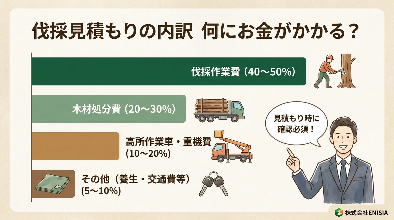 伐採見積もり 費用内訳図
