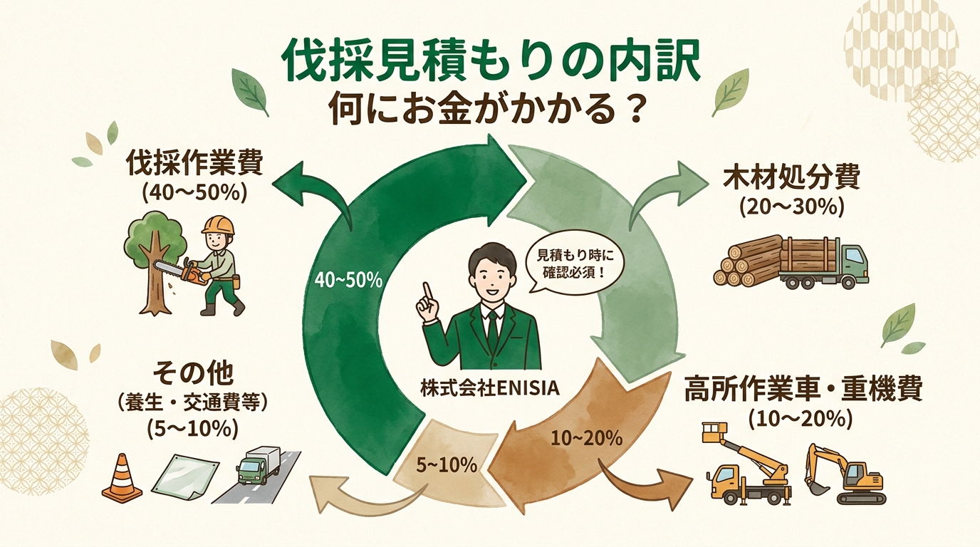 伐採見積もり 費用内訳図