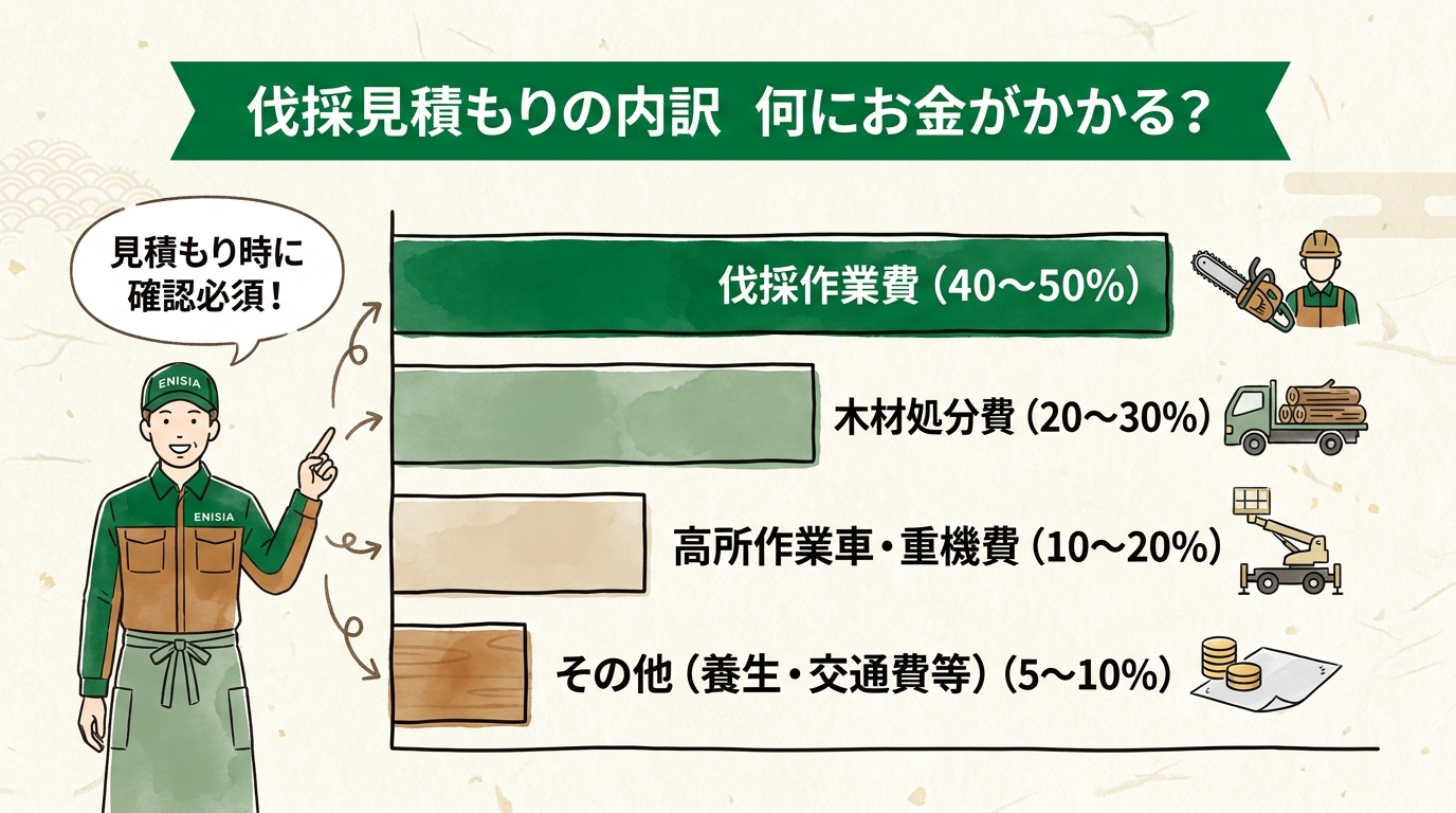 伐採見積もり 費用内訳図