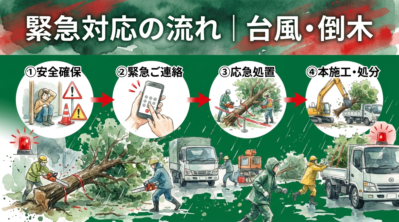 伐採 緊急時の対応 倒木・台風後の処理