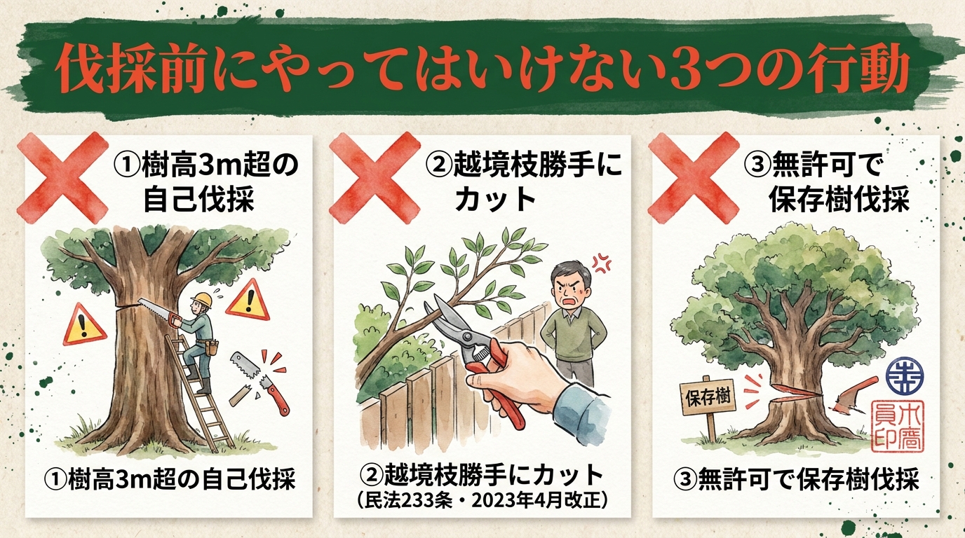 伐採前にやってはいけない3つの行動