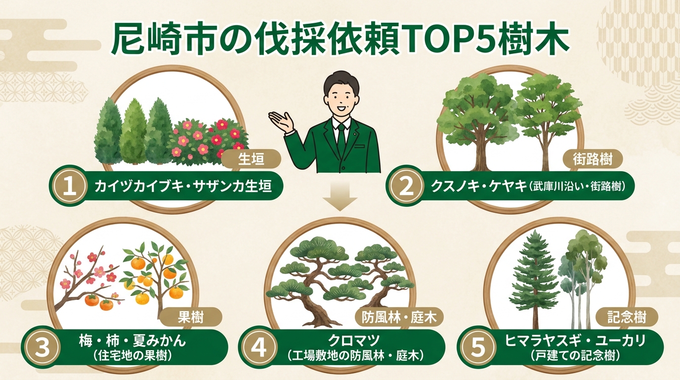 尼崎市の伐採依頼が多い樹木TOP5