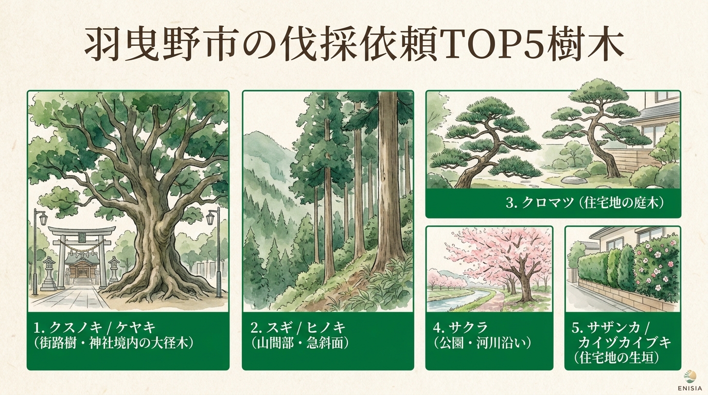 羽曳野市で伐採依頼が多い樹木TOP5