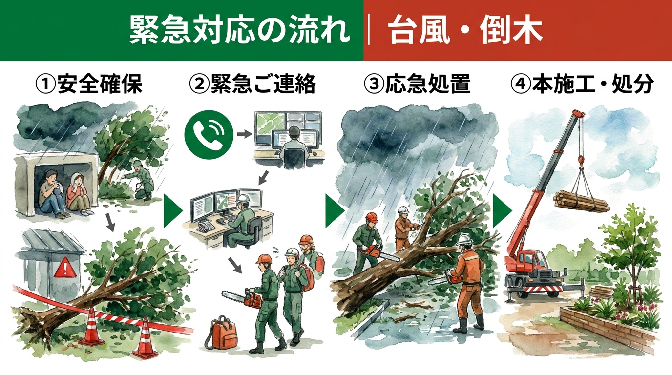 伐採 緊急時の対応 倒木・台風後の処理