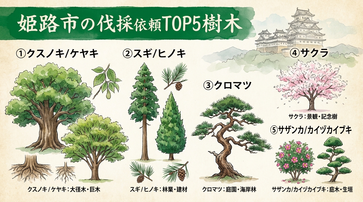 姫路市の伐採依頼が多い樹木TOP5