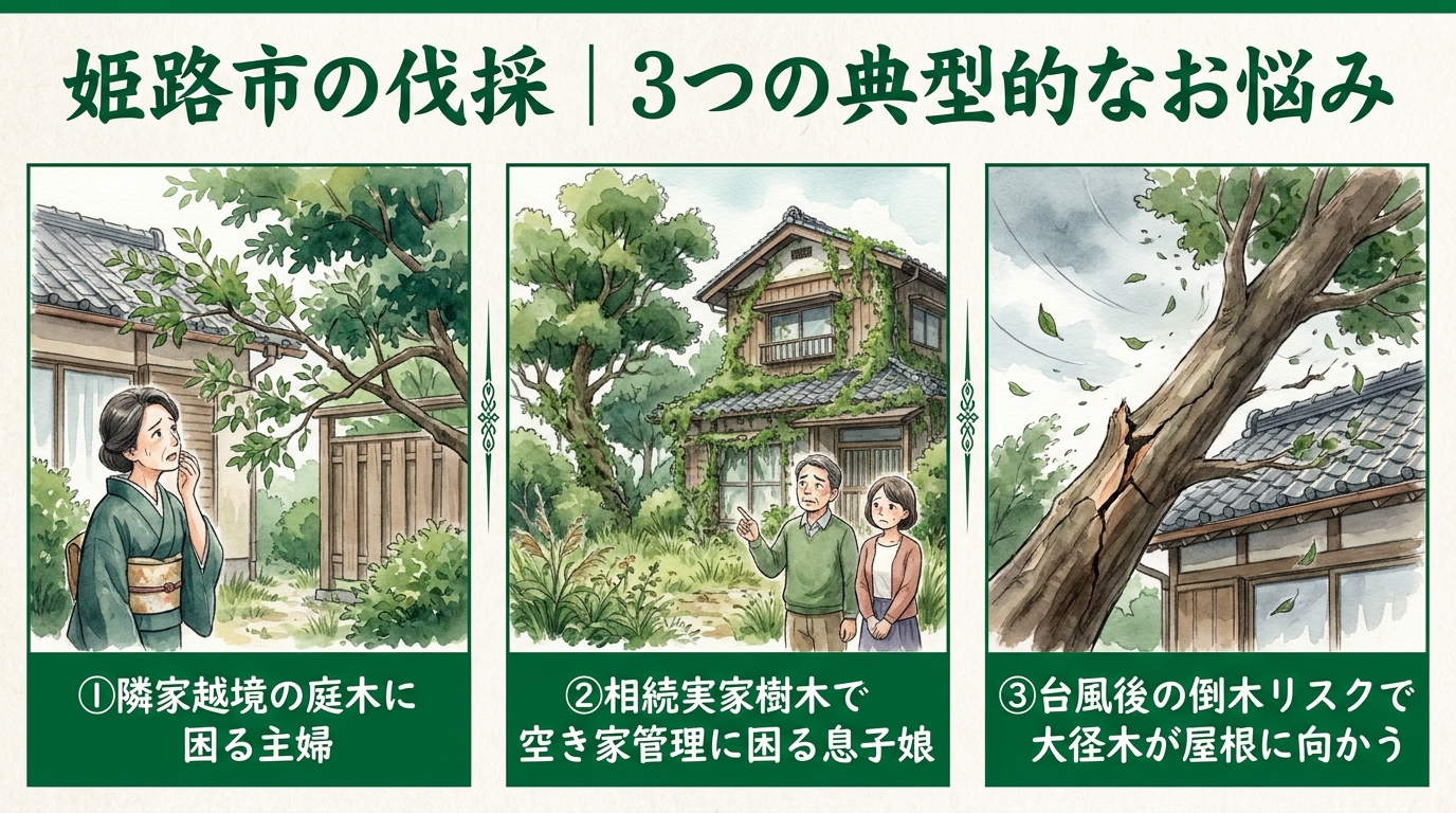 伐採をお考えの方が抱える3つのお悩み
