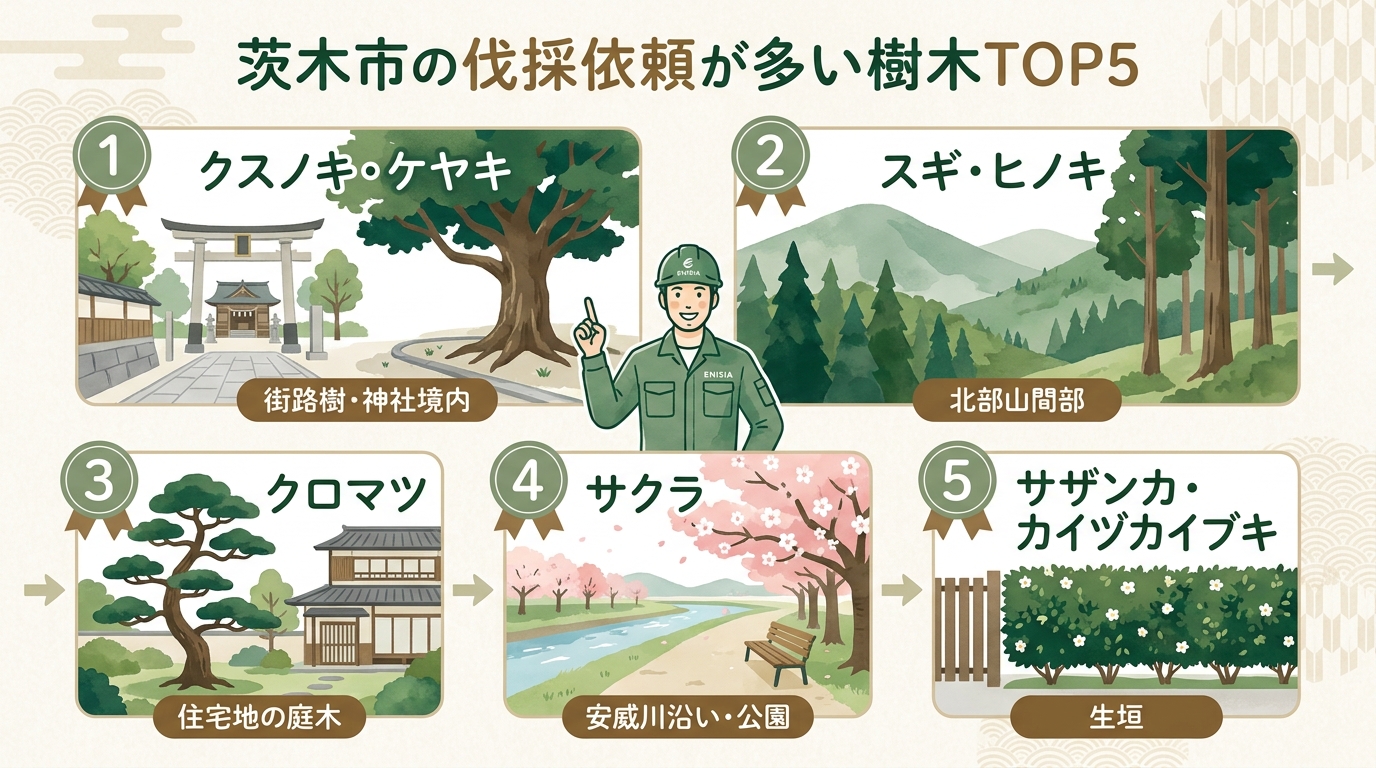 茨木市の伐採依頼が多い樹木TOP5