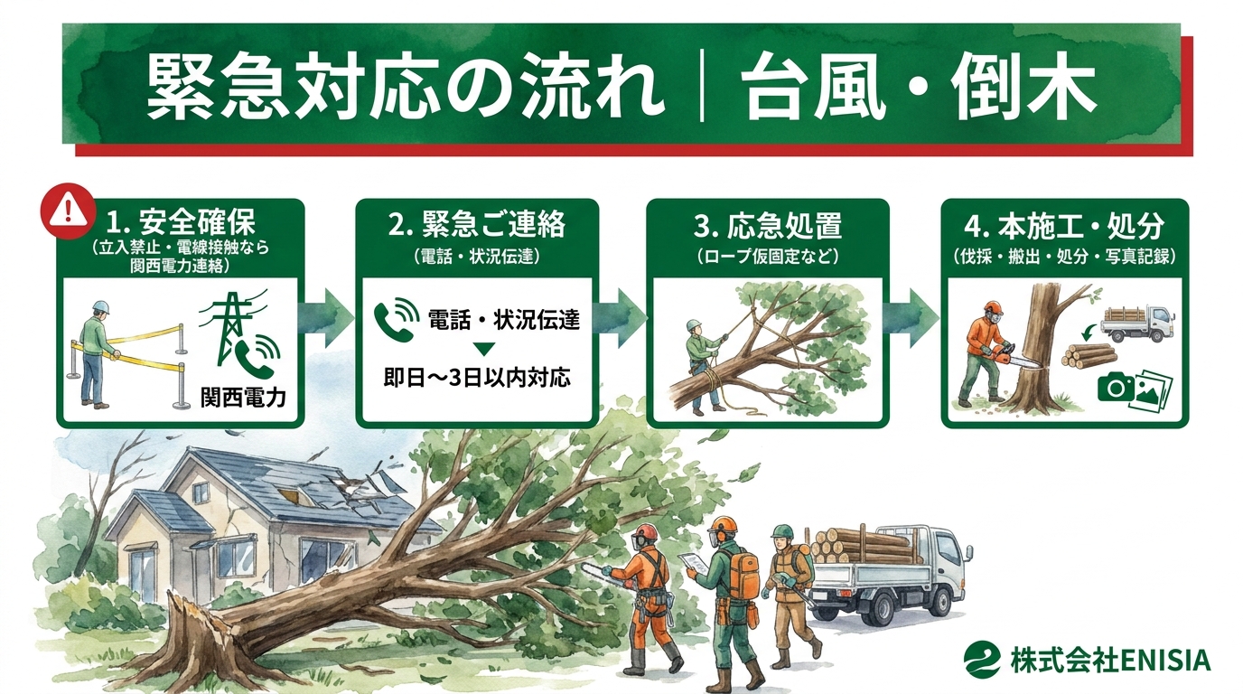 伐採 緊急時の対応 倒木・台風後の処理