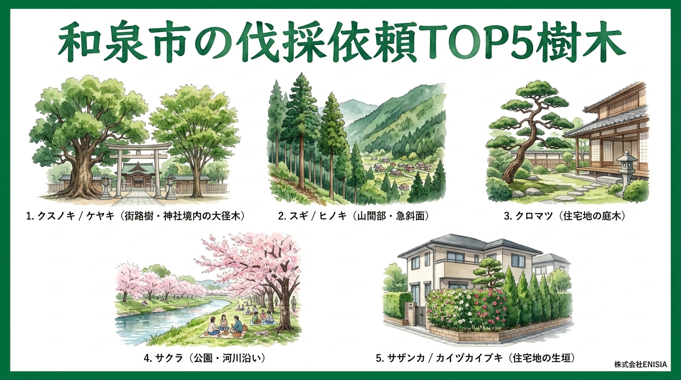 和泉市の伐採依頼が多い樹木TOP5