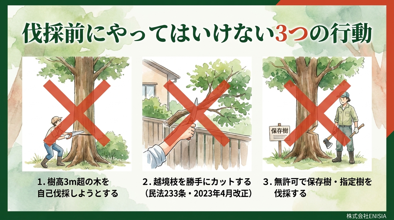 伐採前にやってはいけない3つの行動