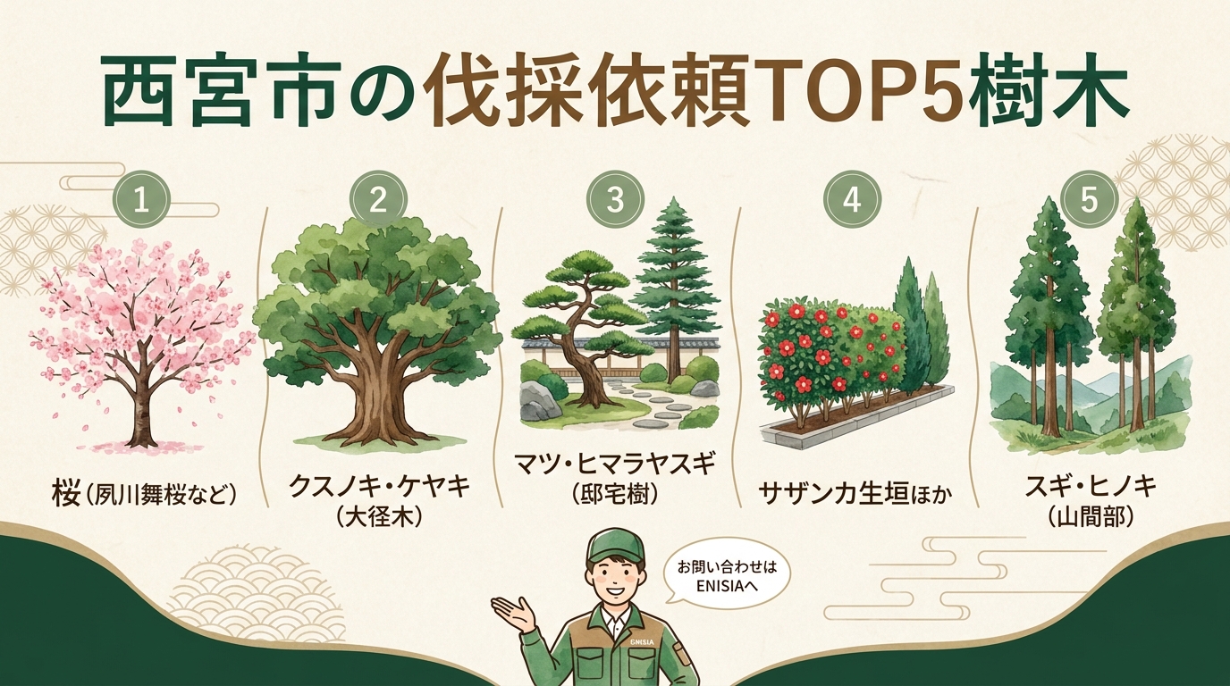 西宮市の伐採依頼が多い樹木TOP5