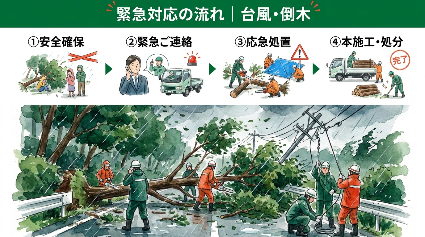 伐採 緊急時の対応 倒木・台風後の処理