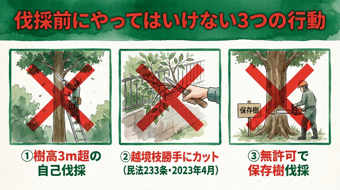 伐採前にやってはいけない3つの行動