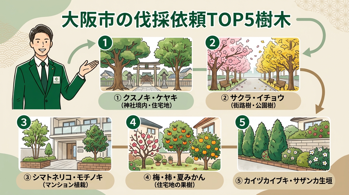 大阪市の伐採依頼が多い樹木TOP5
