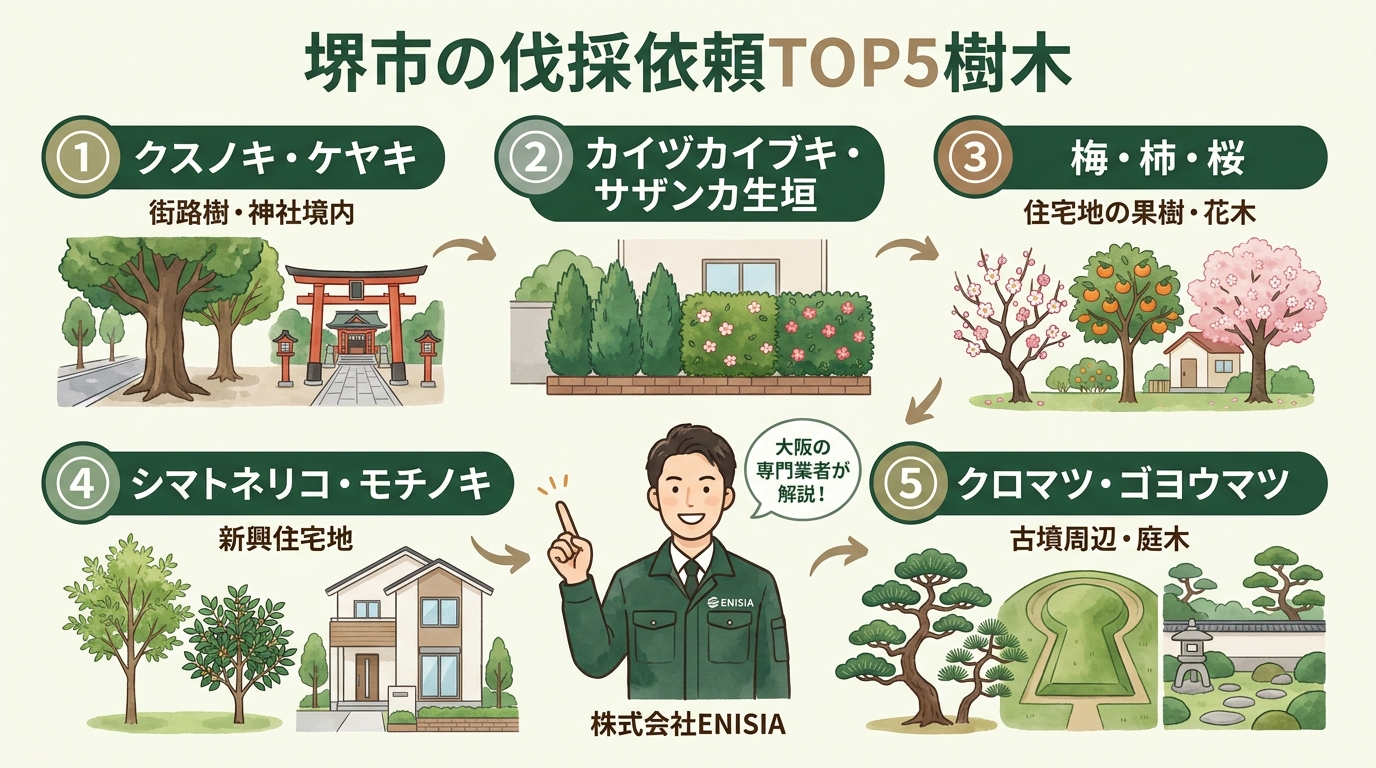 堺市の伐採依頼が多い樹木TOP5