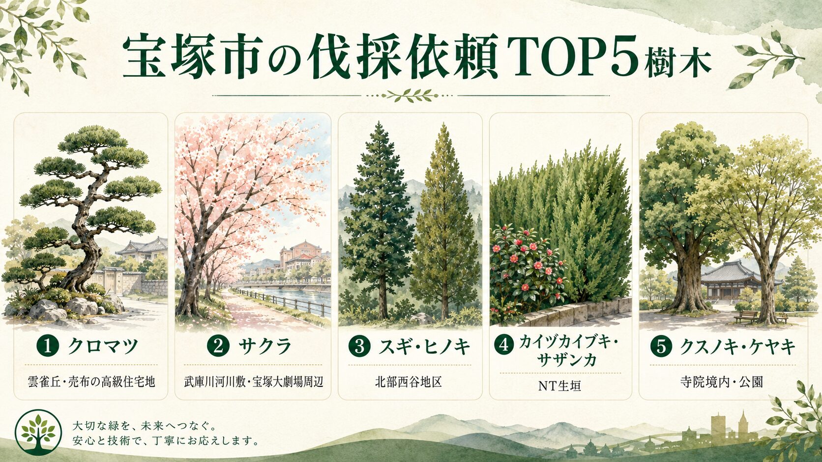 宝塚市の伐採依頼TOP5樹木