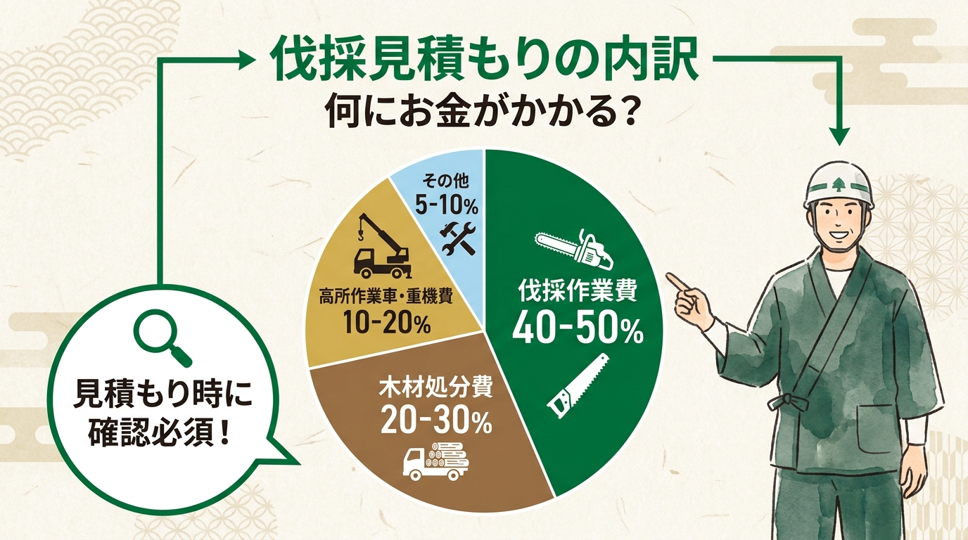 伐採見積もり 費用内訳図