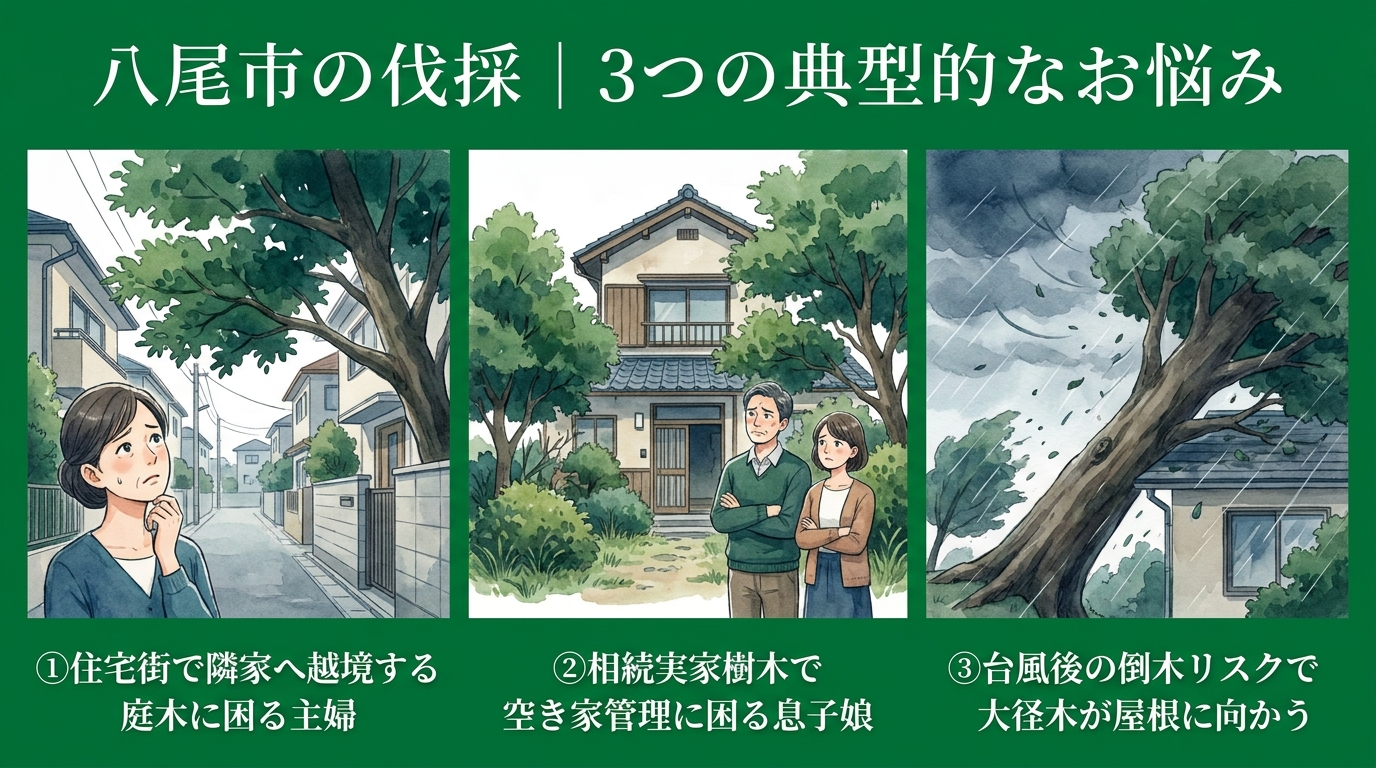 八尾市伐採をお考えの方が抱える3つのお悩み