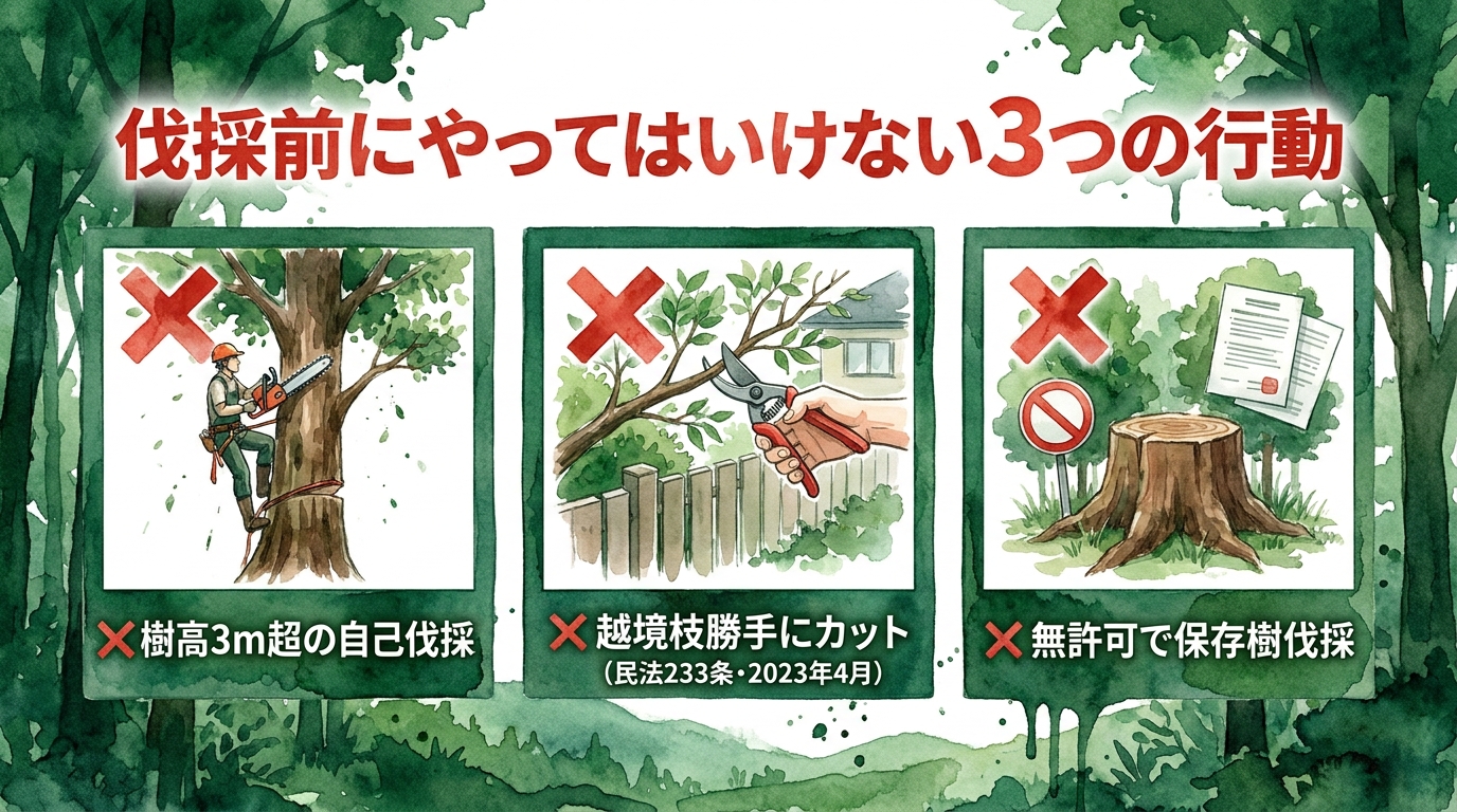 八尾市伐採前にやってはいけない3つの行動