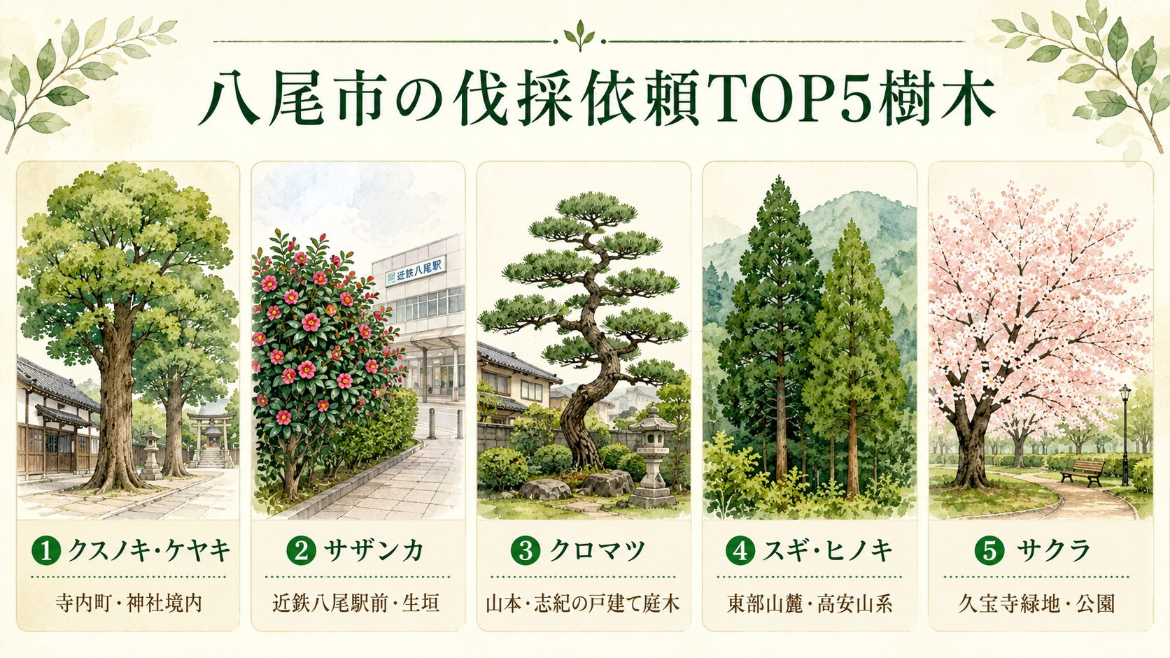 八尾市の伐採依頼TOP5樹木