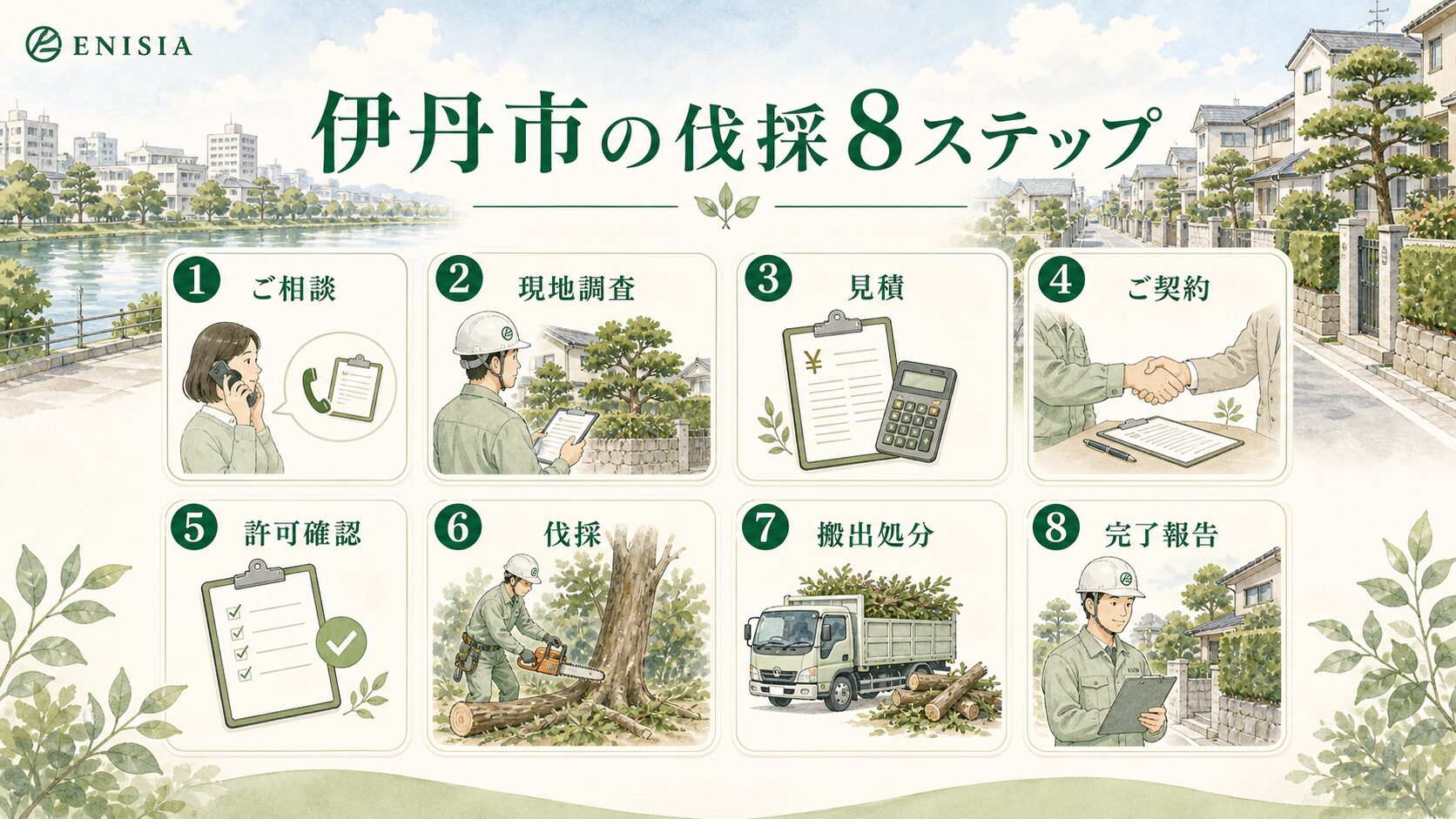 伊丹市でのご依頼から伐採完了までの流れ