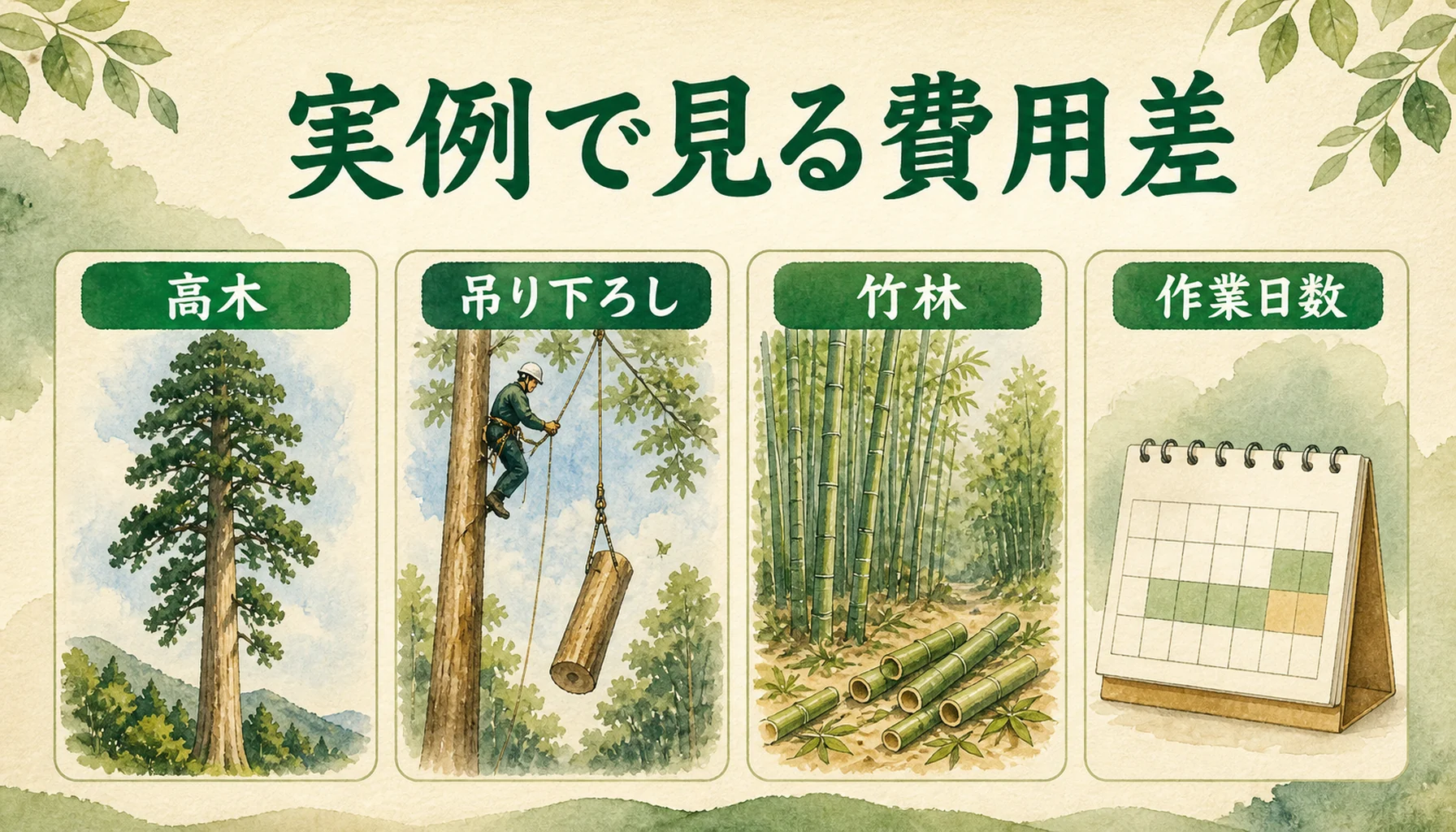高額伐採案件の実例要因を整理した図