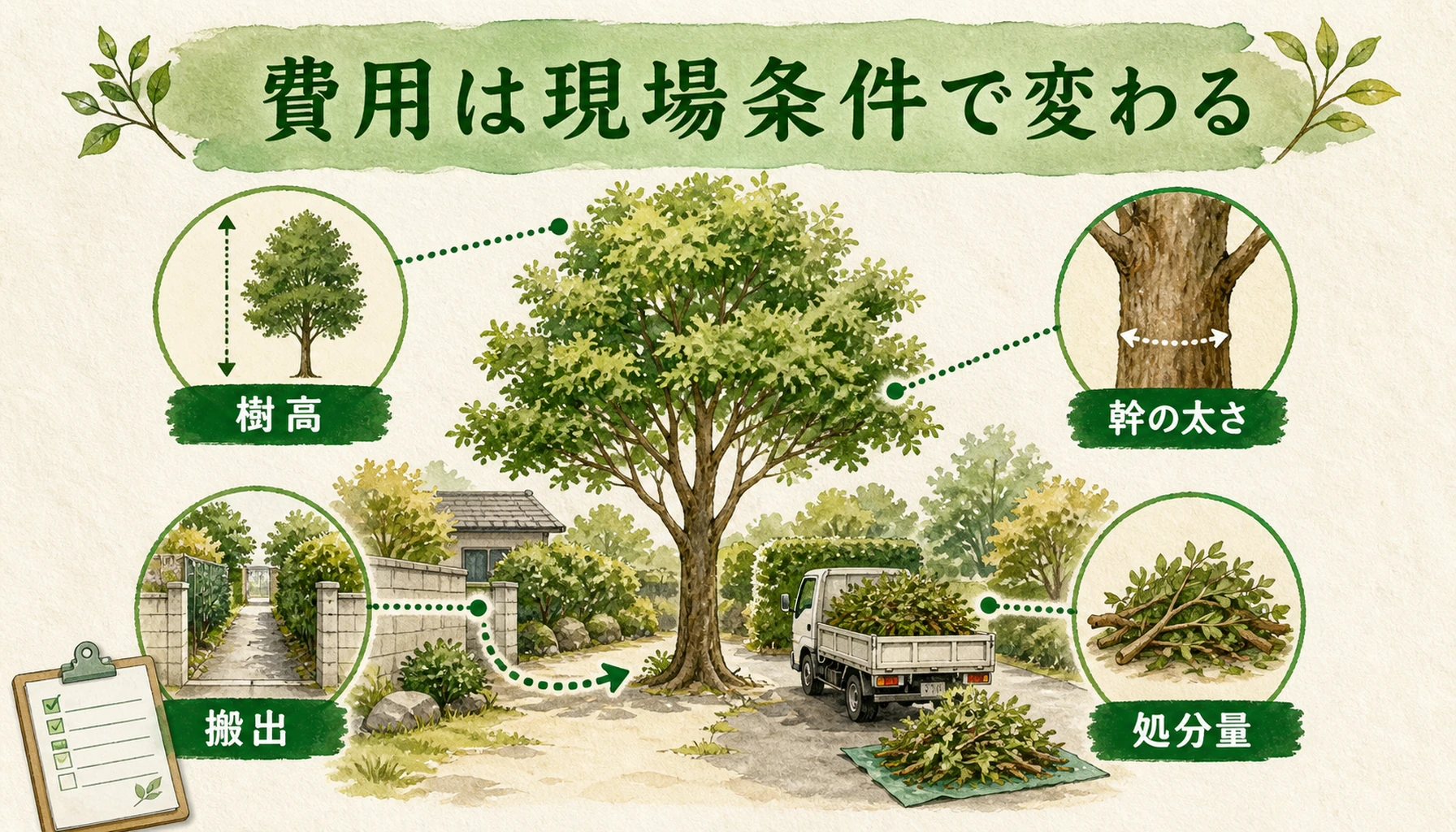 支障木伐採費用の決まり方を示す図解