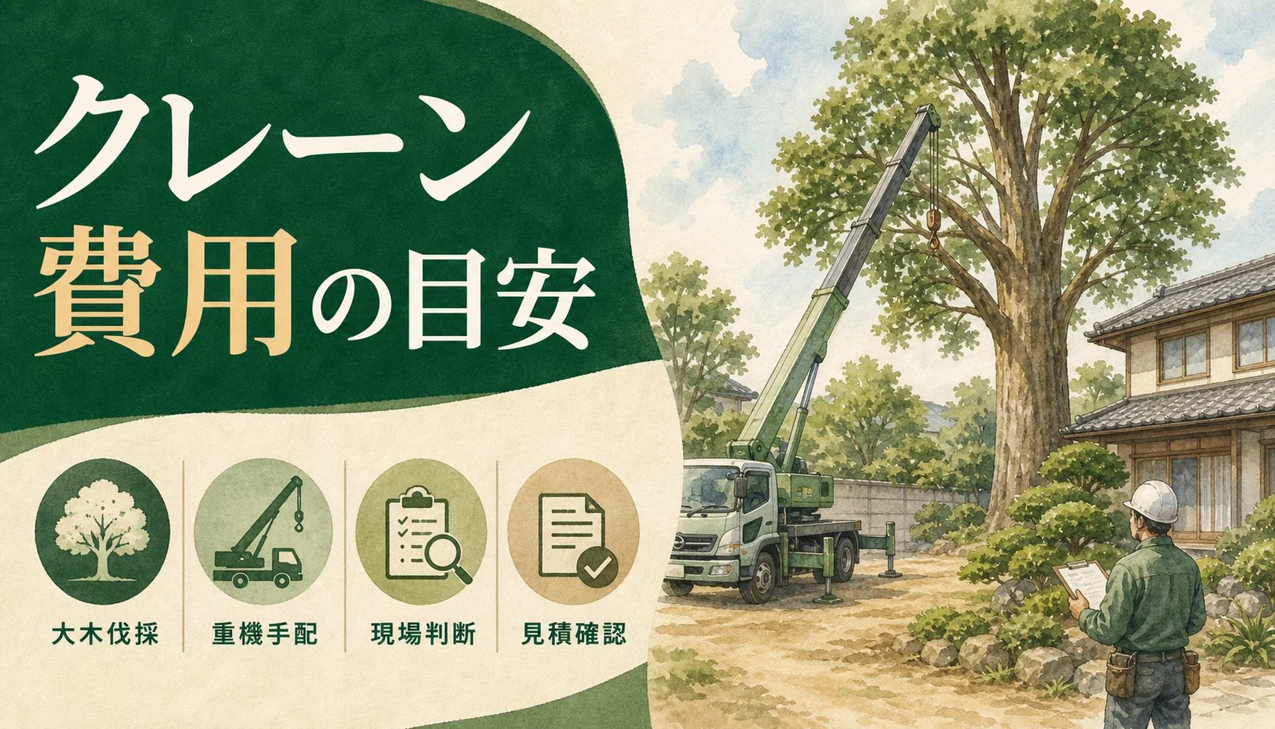 大木伐採でクレーンを使う費用｜ラフター35tは1日約16万円、使わずに済む現場もあります