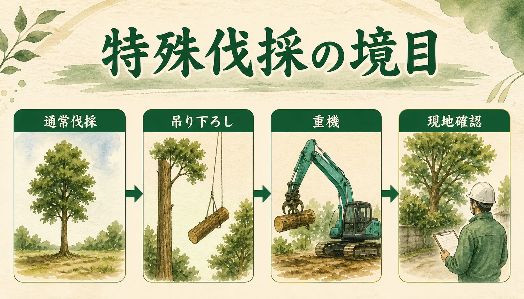 高木が特殊伐採になるかの判断基準を示す図