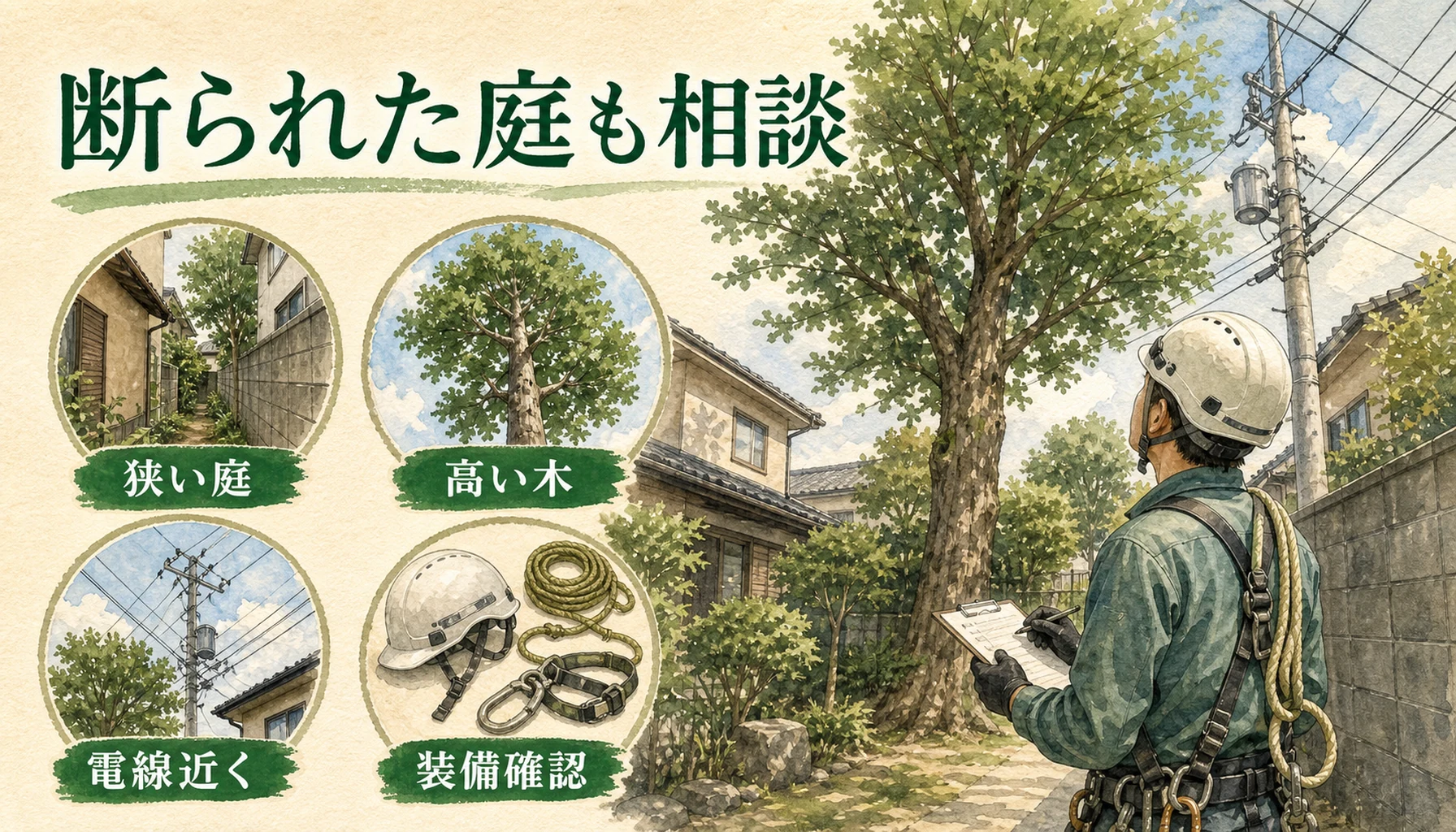 他社に断られる庭の現場条件を示す図