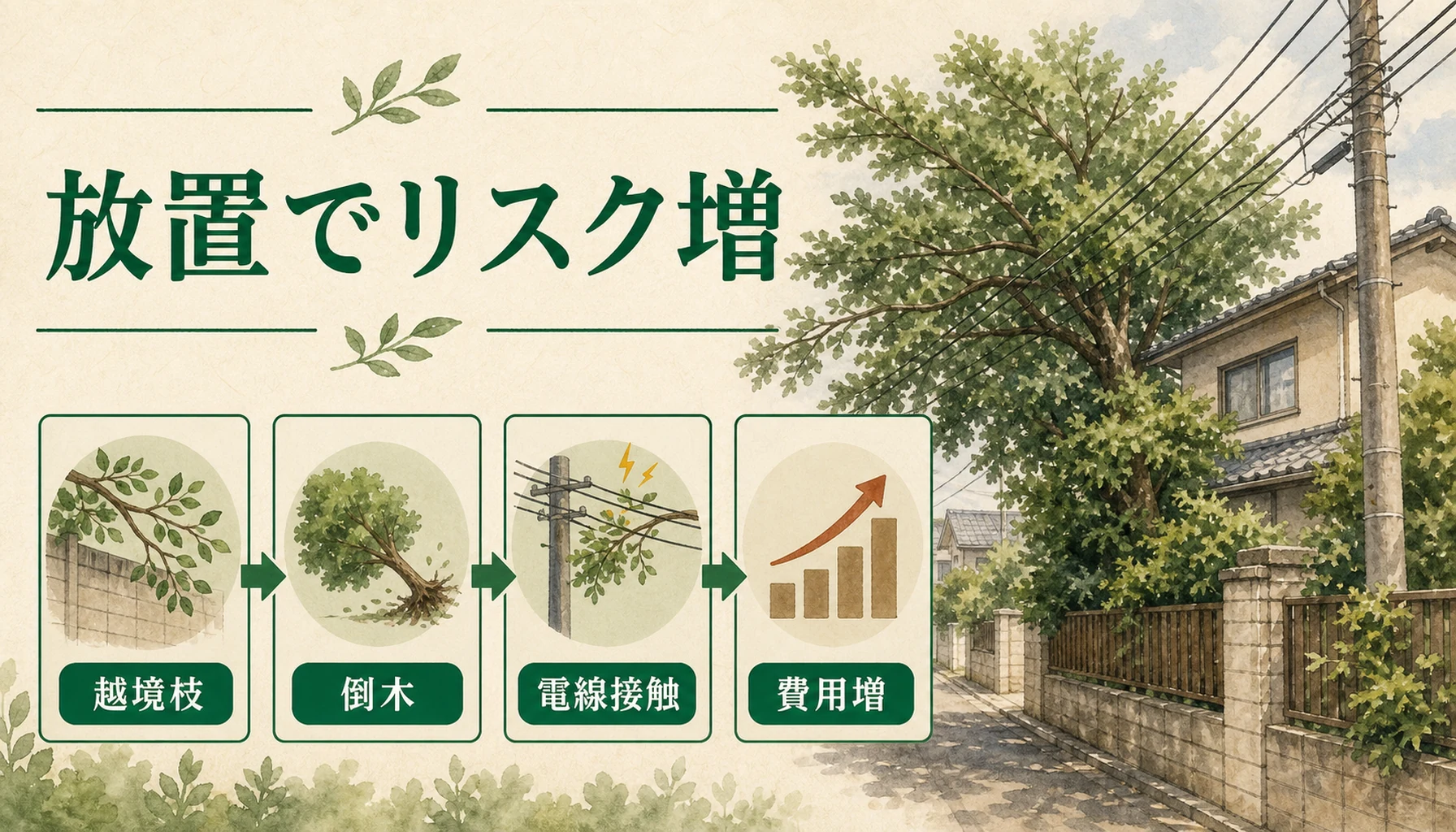 吊るし切りが必要な木を放置した場合のリスク