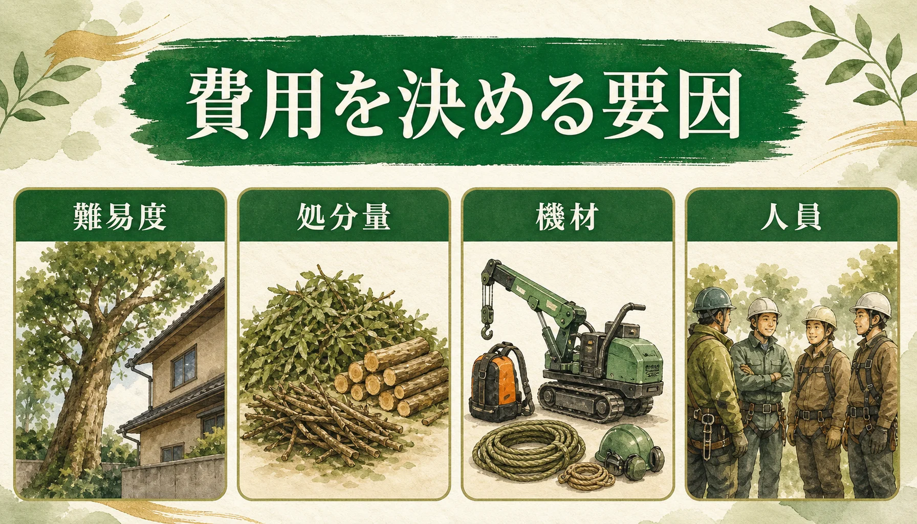特殊伐採費用を左右する要因を示す図