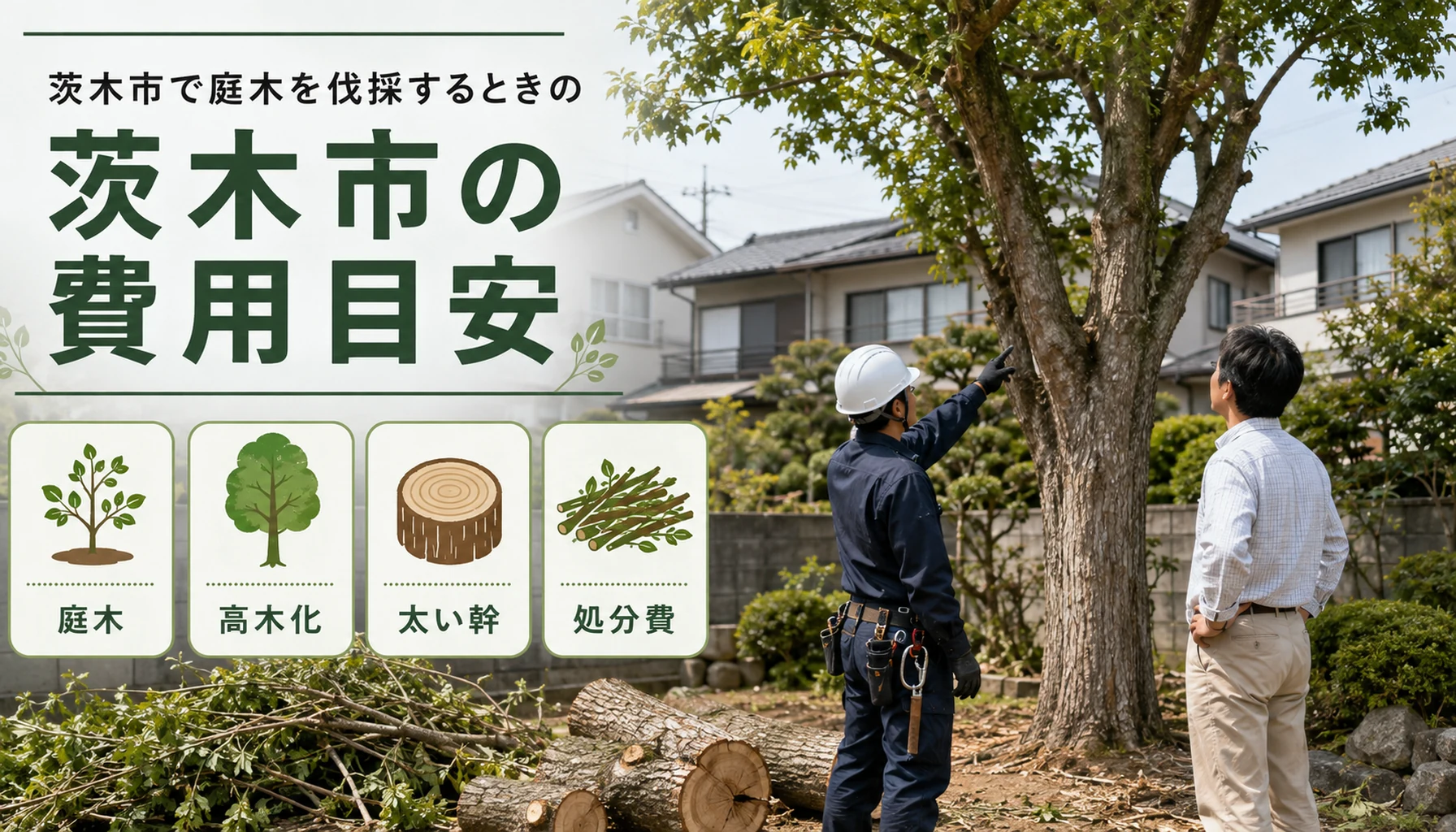 茨木市の庭木伐採費用の目安を図解