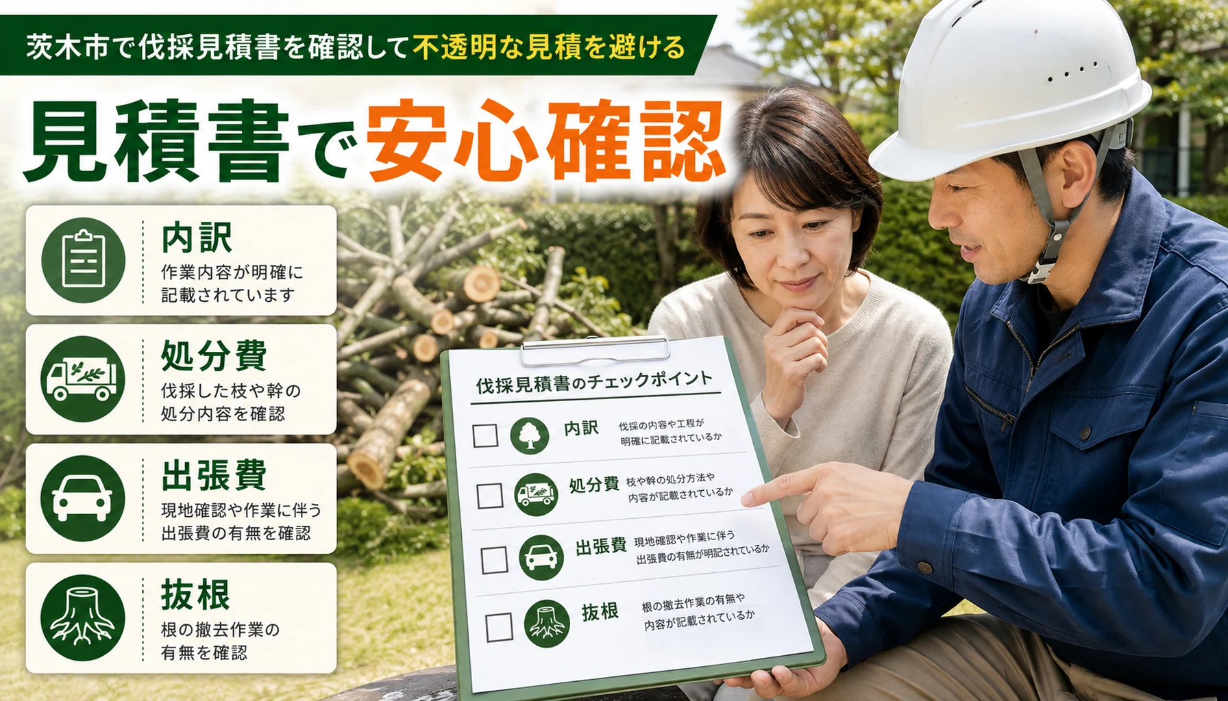 茨木市の伐採見積書で確認するポイントを図解