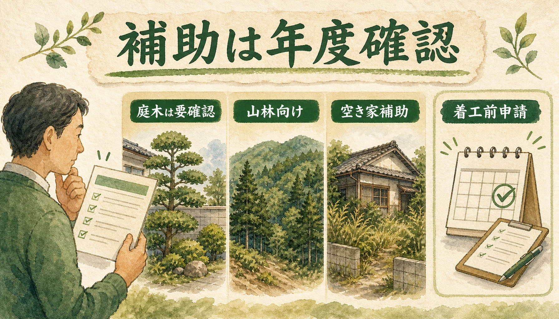 大阪市で庭木伐採の補助制度を年度と対象で確認する図解
