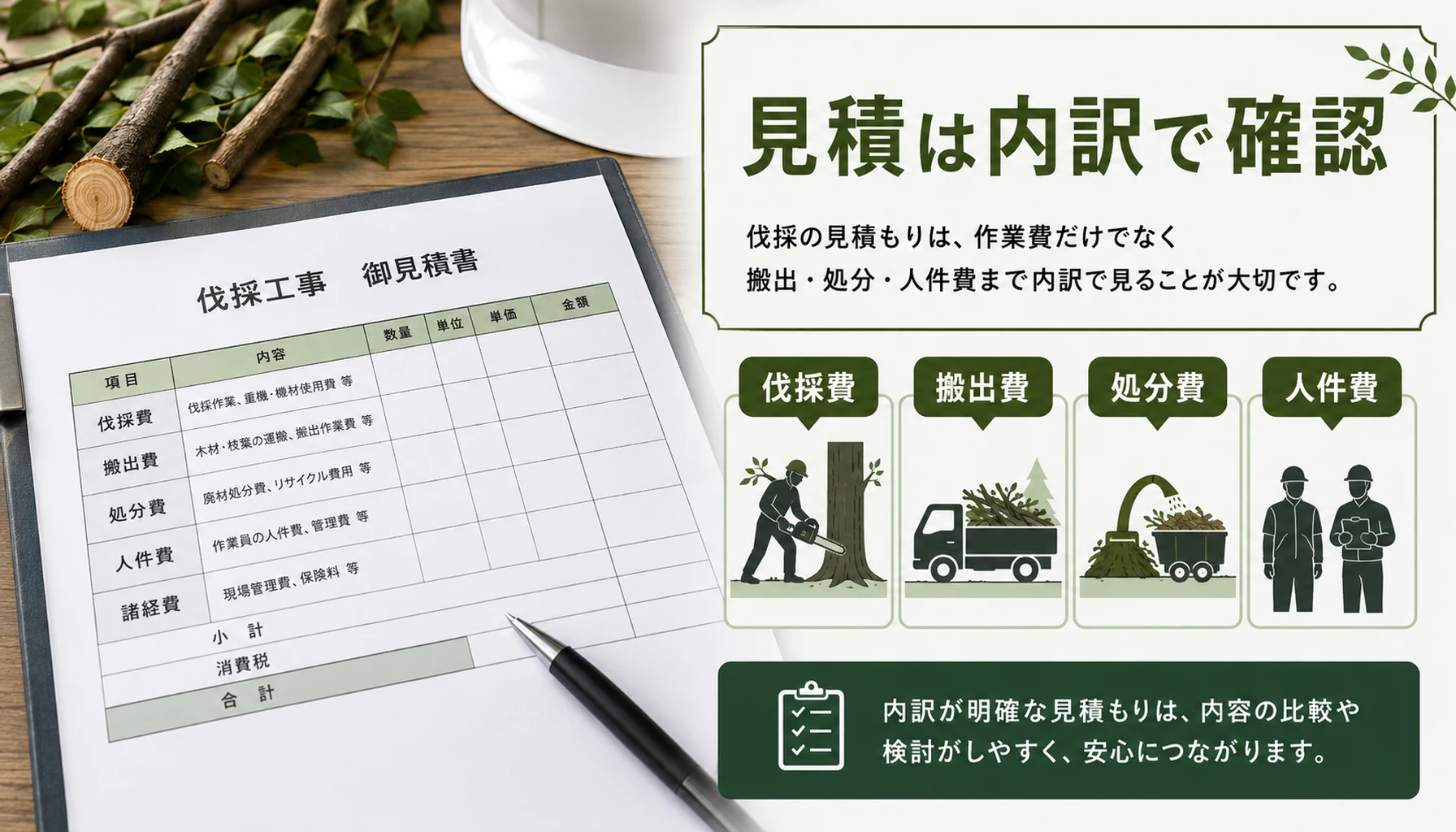 伐採見積もりの内訳を整理した図解