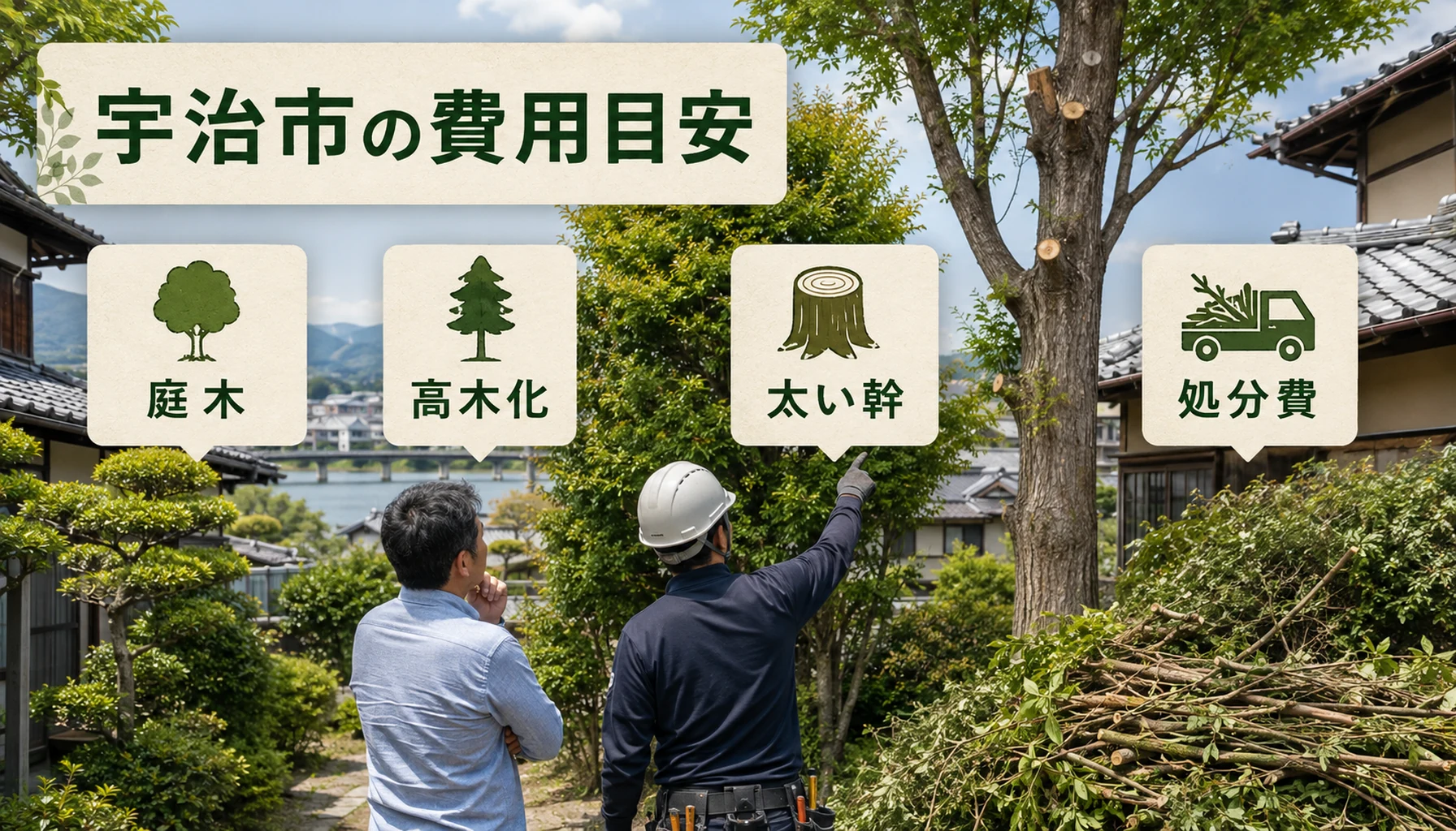 宇治市の庭木伐採費用の目安を図解