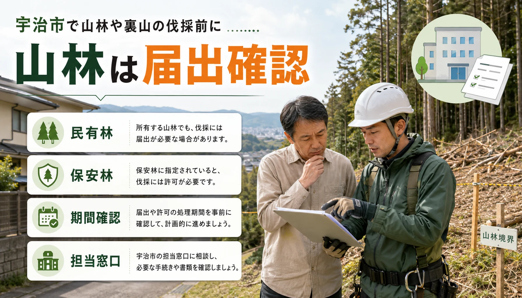 宇治市で山林伐採の届出を確認する図解