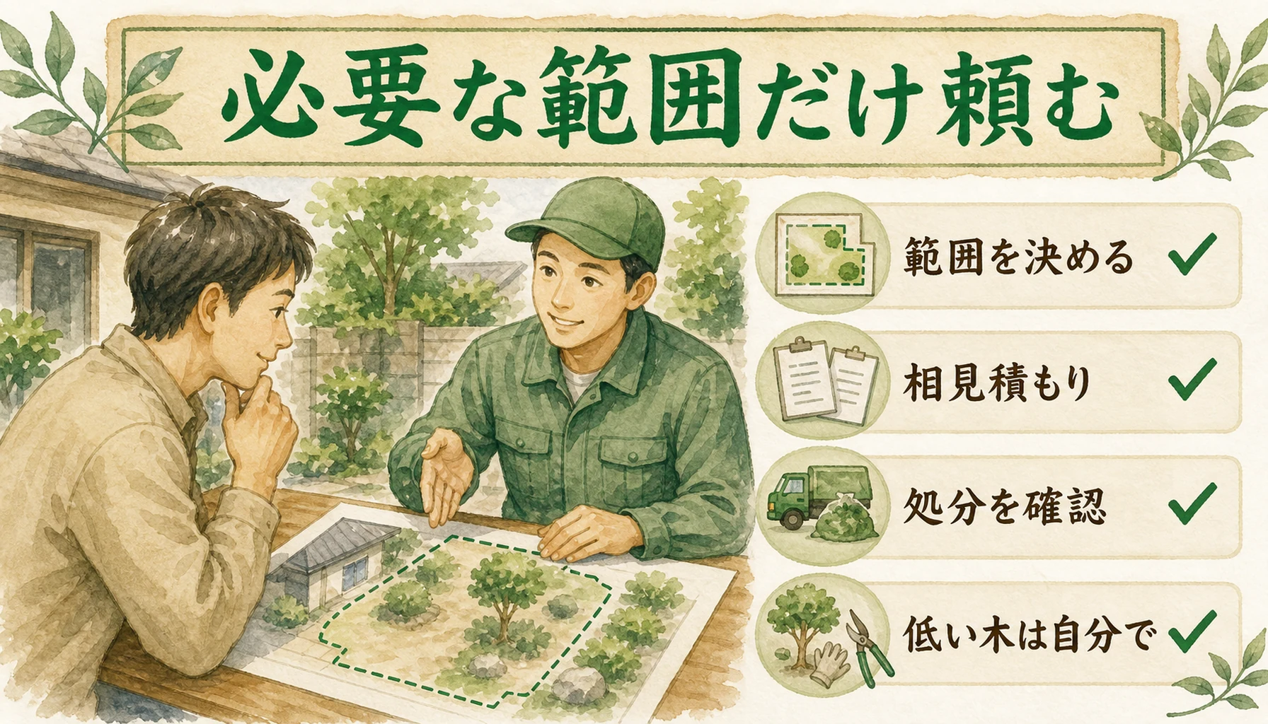 伐採抜根整地の費用を抑えるための確認ポイント図解